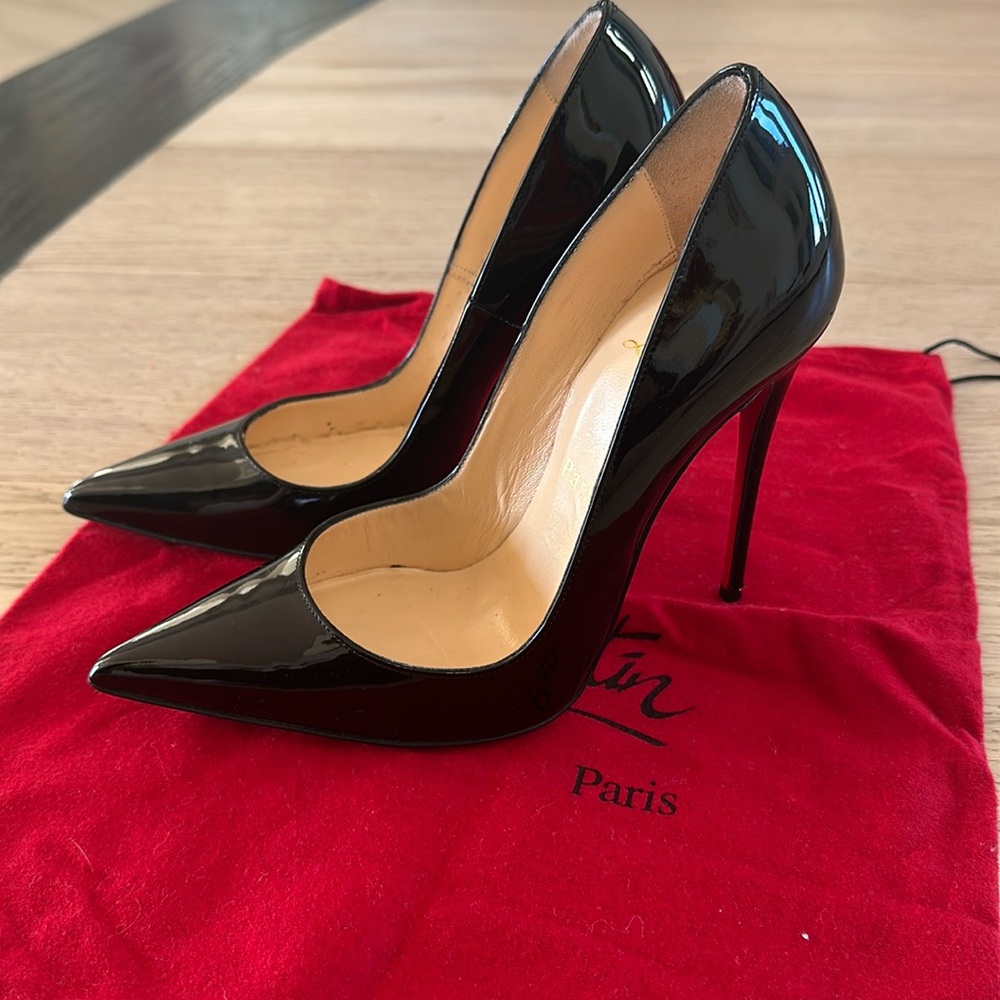 SOLD: So Kate Patent Pointed-Toe Red Sole Pump 120